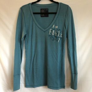 American Eagle Long Sleeve/Length V Neck Ribbed XL